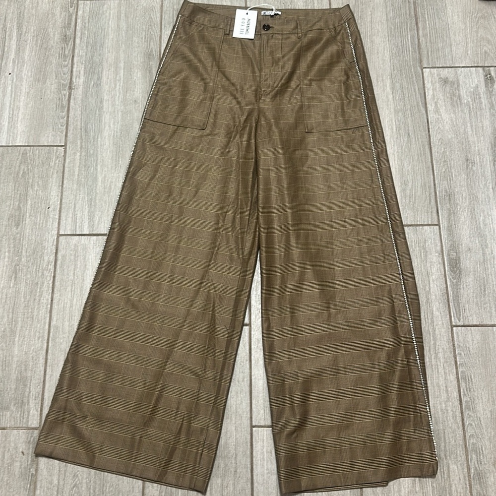 GANNI Merkel Glen Prince of Wales wide-leg pants with Rhinestone Trim - Picture 4 of 6